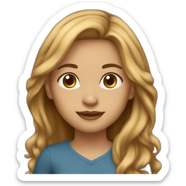 light skin girl long brown hairs with laptop sticker