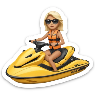 woman riding a jet ski sticker