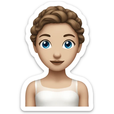 White ballerina with blue eyes and brown hair sticker