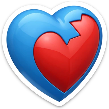 A geometric red 3D heart with a blue star inside sticker