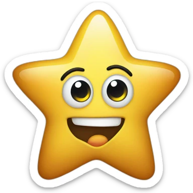 star shape happy emoji with big eyes showing thumb up sticker