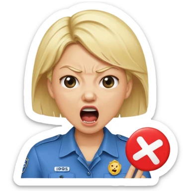 emojis.com a-karen-mom-yelling-at-somebody-that-wont-take-their-dog-out-and-is-showing-her-badge-but-its-fake sticker