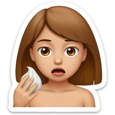 a girl taking a really bad smelly poop sticker