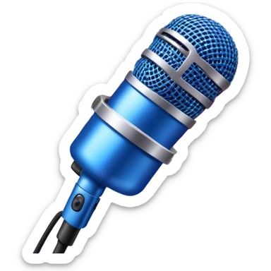 Create a vibrant and dramatic emoji that represents pop stage performance, focusing on the equipment and stage atmosphere. The design should feature a close-up of a professional stage microphone, shining brightly with sparkling details. In the background, show a part of the stage with dramatic stage lighting, illuminated with colorful spotlights and a festive firework-like salute or confetti to convey the energetic atmosphere of a live performance. Use neon colors like electric blue, pink, and silver to highlight the glamour and excitement of the stage. The background should be transparent. sticker