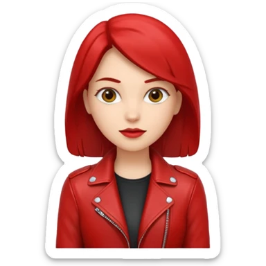 Motorbiker woman with red leather jacket sticker