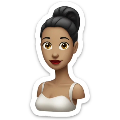 Black pony tail big nose red lips looking to the left  sticker