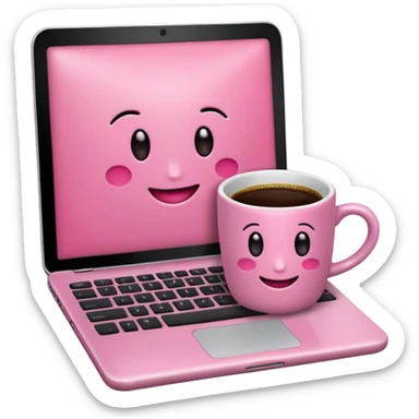 emojis de objetos girlie, cafe, uñas, celular, laptop, version girlie sticker