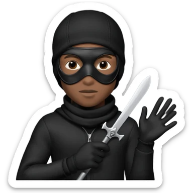 A young African male wearing a ski mask in full black clothing, holding a micro Draco in the air carelessly sticker