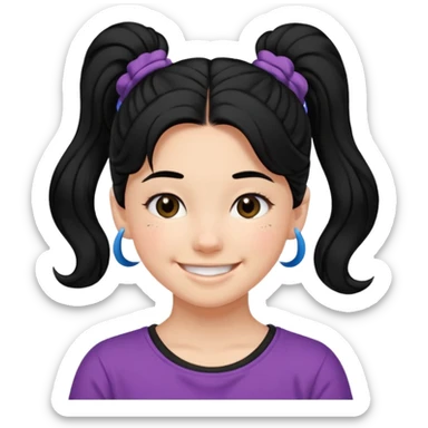 Teen girl with scrunchie ponytail black hair sticker