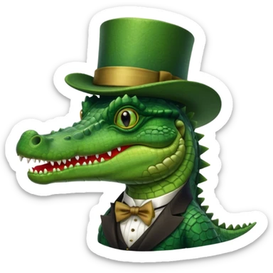 Crocodile with a top hat and monocle sticker