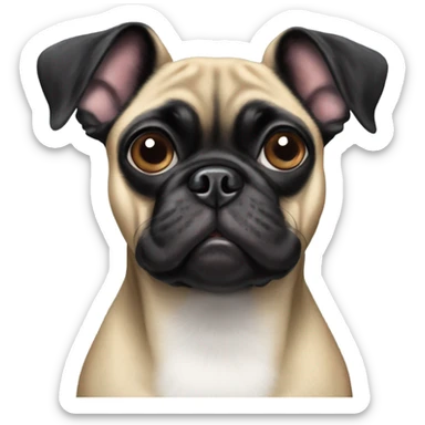 Black pug mix Boston terrier straight ears sticker