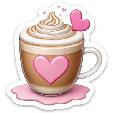latte with pink accents and hearts sticker