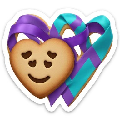 Purple teal Suicide awareness ribbon, heart cookie sticker