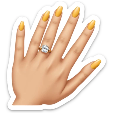 woman's hand with manicured nails and engagement ring, emoji style sticker