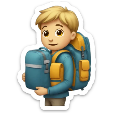 A child with a very heavy schoolbag sticker