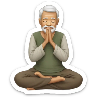 old man with paghadi doing namaste sticker