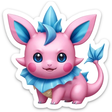 Shiny colorful Vaporeon-Clefairy-Pokémon-hybrid-creature sticker