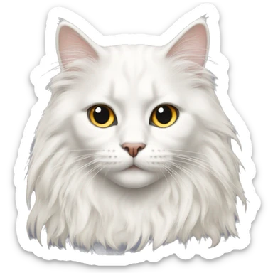 White Norwegian cat with long hair  sticker