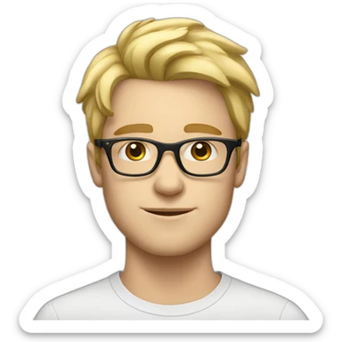 young blonde guy with glasses no beard, white skin sticker