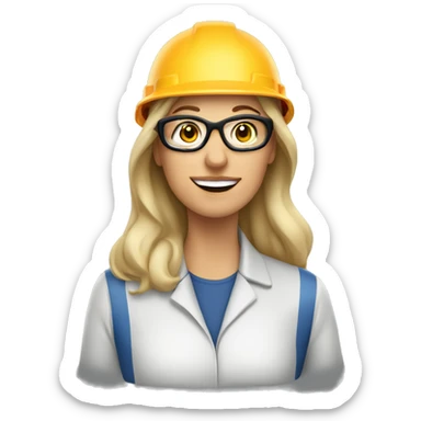 Caucasian woman wearing a safety helmet, safety glasses and earplugs sticker