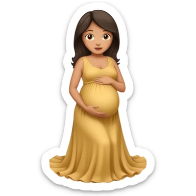 Latina woman, tan skin, pregnant sticker
