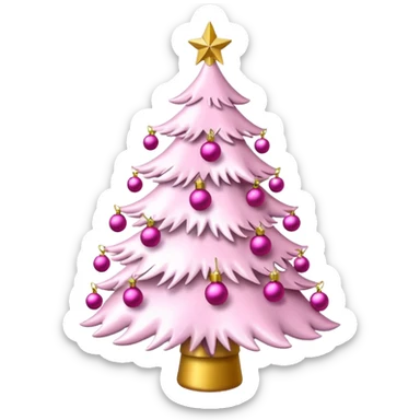 White Christmas tree with pink ornaments sticker