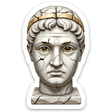 white cracked marble greek statue head sticker