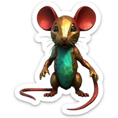 Black red gold green cyan rusty grunge effect scratched patina rat mouse puppy scorpion tail stinger pixel 3d render low poly sticker