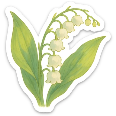 lily of the valley flower, natural colors, soft, fairy-like atmosphere, no background, square size sticker