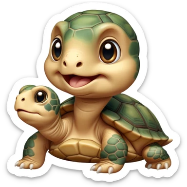 cinematic-yawning baby tortoise-realistic--emoji,,-cute-wise-face-peering-ahead-with-calm-determination,-cute large-eyes-reflecting-centuries of wisdom, sticker