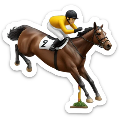 racing horse jumping over a hurdle sticker