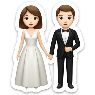 A woman in a white dress and a man in a tuxedo sticker