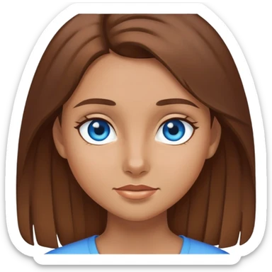 A girl with brown medium hair,blue eyes and quite tan sticker