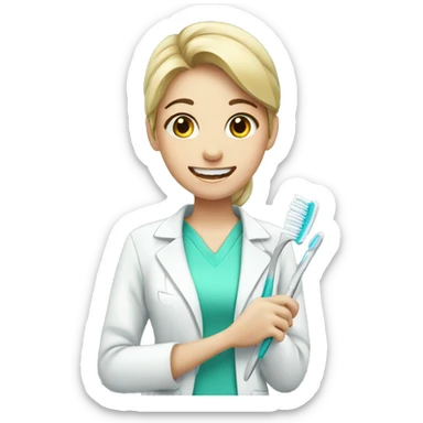 dentist girl with a toothbrush in his hand sticker