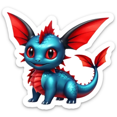 Shiny Red And Black Colorful Vaporeon-Toothless-Fakémon-hybrid-creature (full body)  sticker