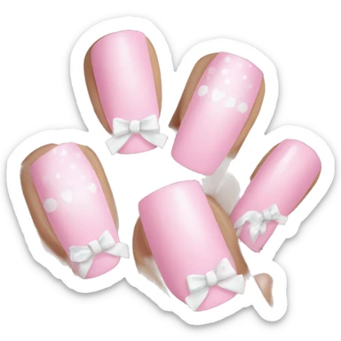 Light pink nails with white bows sticker