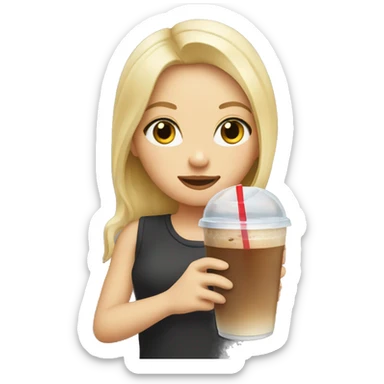 blonde girl drinking iced coffee sticker