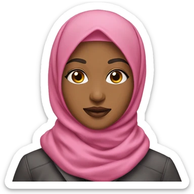 A hijabi with a pink jacket and long lashes sticker
