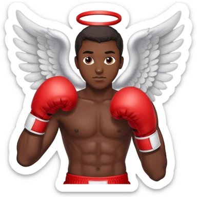 Black man as an angel wearing red boxing gloves sticker
