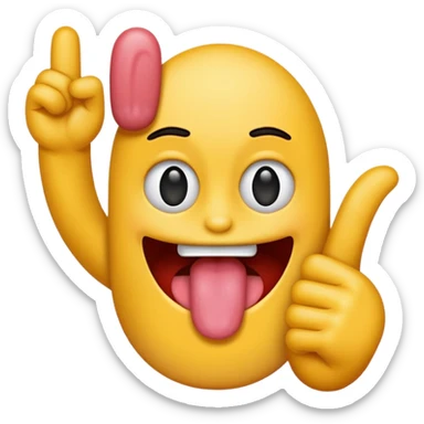 Tongue sticking out between two fingers sticker