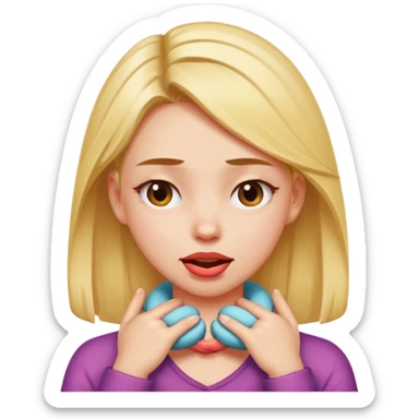 girl with hands crossed on her neck squinting her eyes with her tounge out sticker