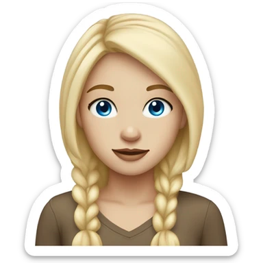 very pretty girl with blonde hair and blue eyes, freckles and light skin color sticker