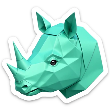 origami rhino head in color green mint rgb(168, 251, 211) sticker
