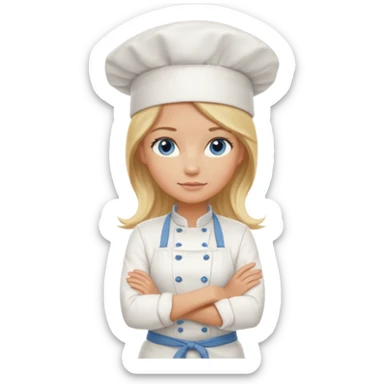 Sexy Full body  pretty
Long Blonde hair blue eyed female chef arms folded wearing tank top and denim shorts and chef hat arms folded sticker