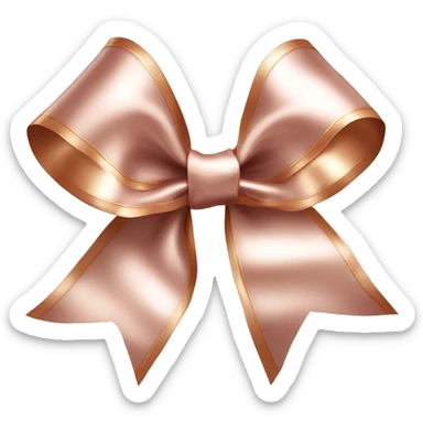 Realistic isolated rose gold shiny silk ribbon bow with edges of the bow lined with white fur. sticker