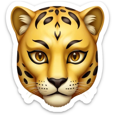 portrait of a Man with half-face golden panther mask sticker