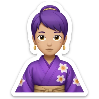 não binário japones kimono roxo sticker