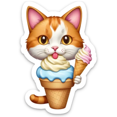 A cat whit a ice cream  sticker