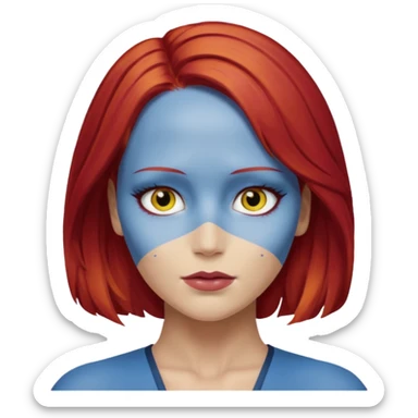 x-men mystique red hair yellow eye looks like jennifer lawrence sticker