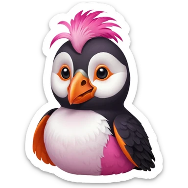 pink puffin that is pink-coloured sticker